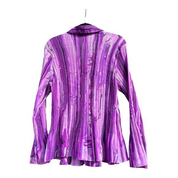 Vintage Ashley Stewart Purple Swirly Button Down 90s Abstract Novelty Shirt - Picture 2 of 4